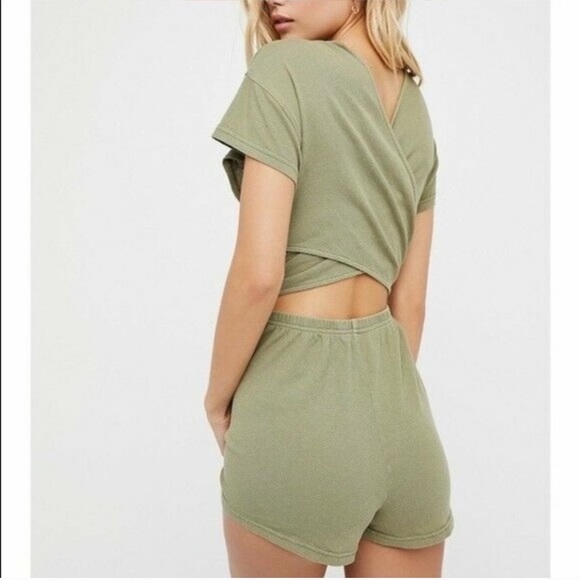 Free People Easy Street wrap romper in green XS - Picture 6 of 10